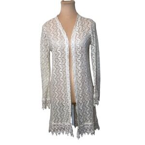 Heart N Crush Lace Crochet Cardigan Size M Cream Boho Cottagecore Festival Fairy